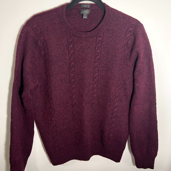 J Crew Men's Merino Wool Cable-Knit Sweater XL with Elbow Patches - Picture 1 of 3